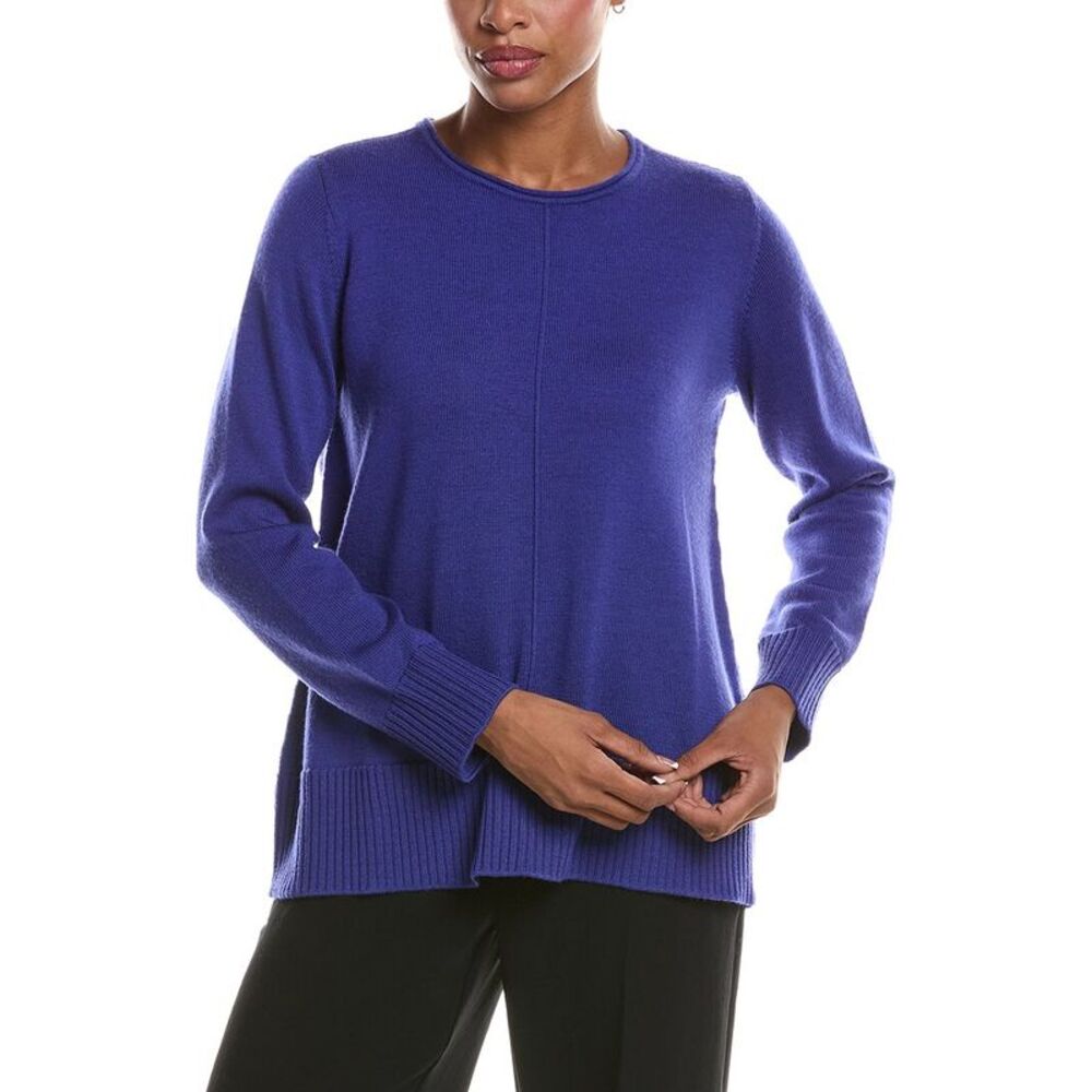 Eileen Fisher Womens  Crewneck Wool Sweater, Blue
